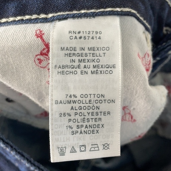 True Religion Crystal Flap Pockets Dark Wash Skinny Jeans Size 33 - Picture 8 of 10